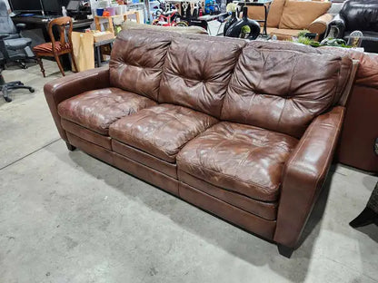 Brown Leather 3-Seater Sofa