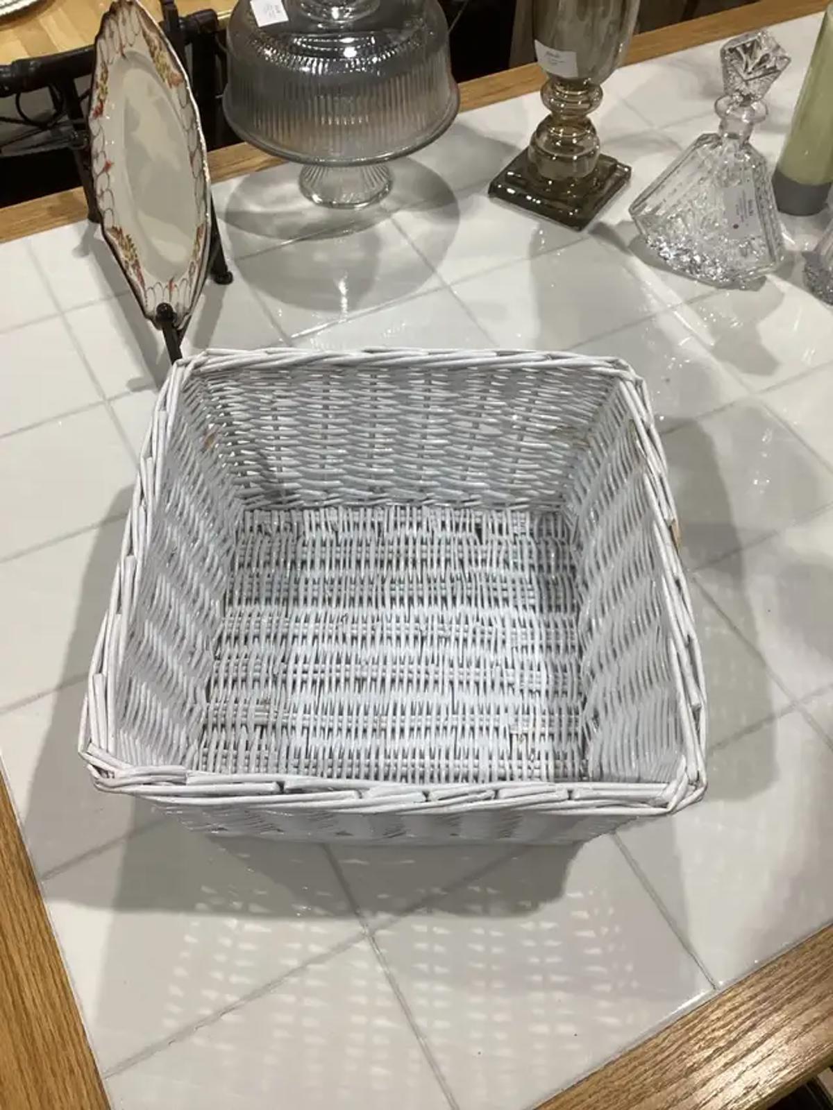 White Wicker Square Basket