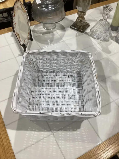 White Wicker Square Basket