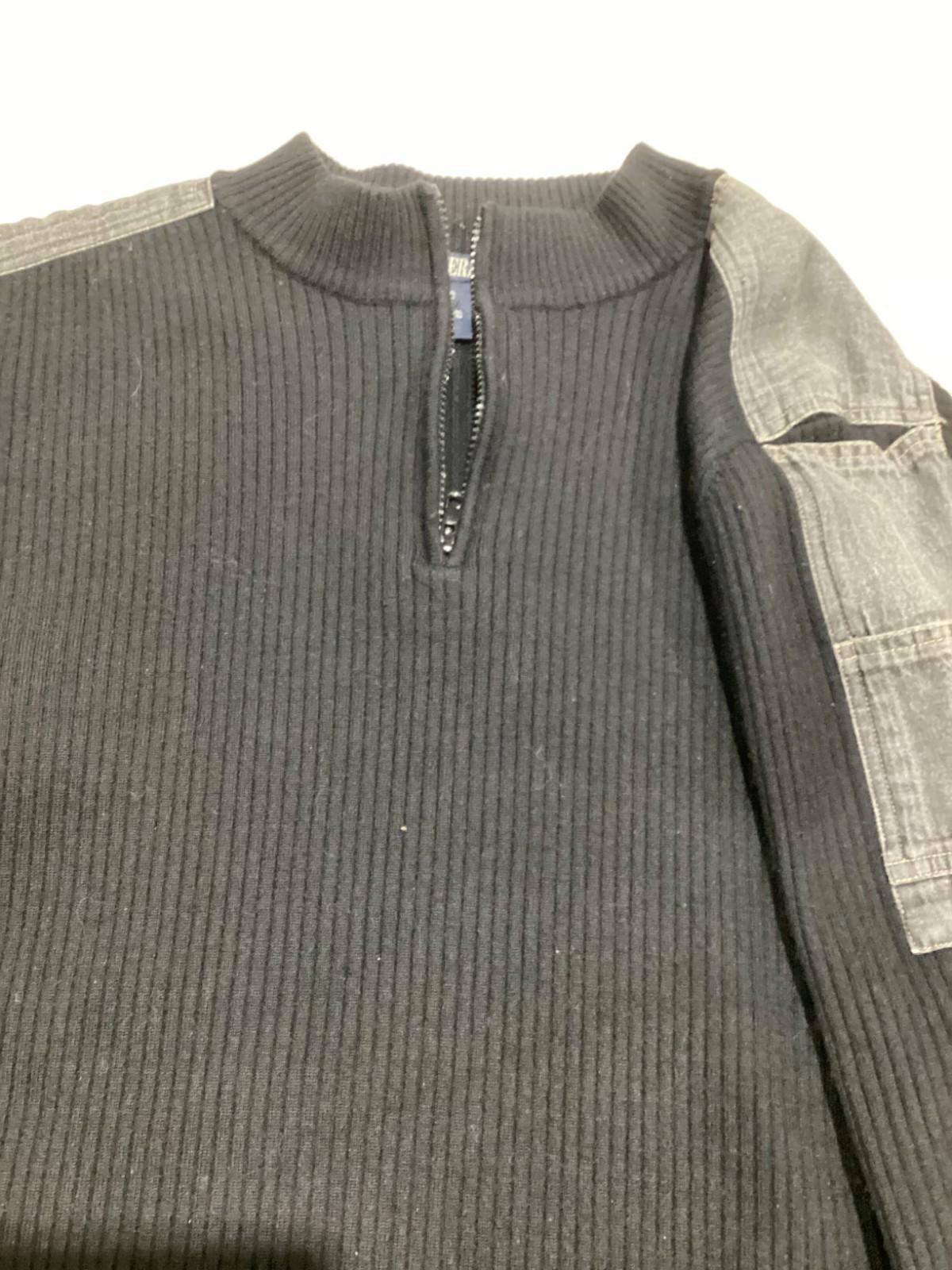 Black Sweater With Denim Details on the Shoulder
