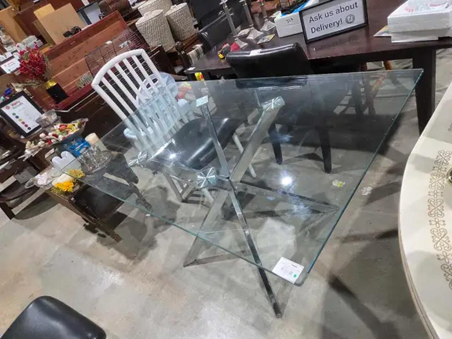 Glass Dining Table with Chrome Frame
