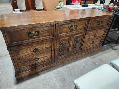 Vintage Wooden 9-Drawer Dresser