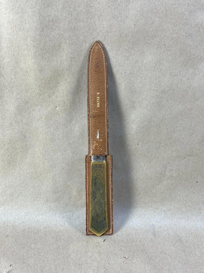 Vintage Collectible Brass Niello Middle Eastern Style Etched Letter Opener