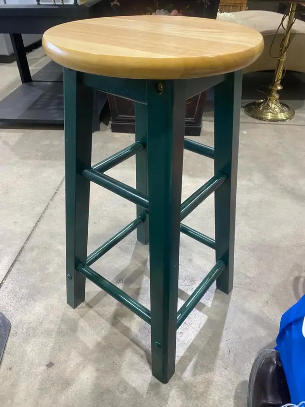 Green Frame Wood Stool