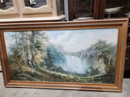 Framed Original Waterfall Painting 54x30