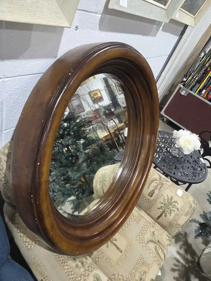 Thomas Hahn & Home Round Wooden Mirror