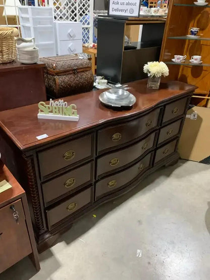 9 Drawer Mahogany Effect Dresser