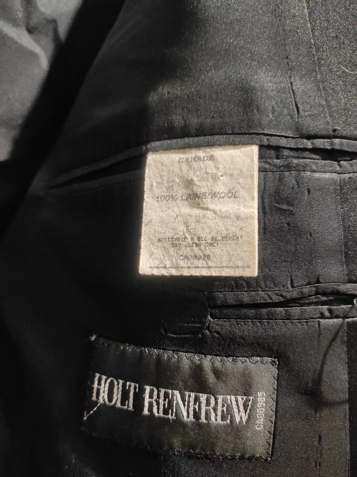 Holt Renfrew Black Blazer Fitted Wool Work Wear Business