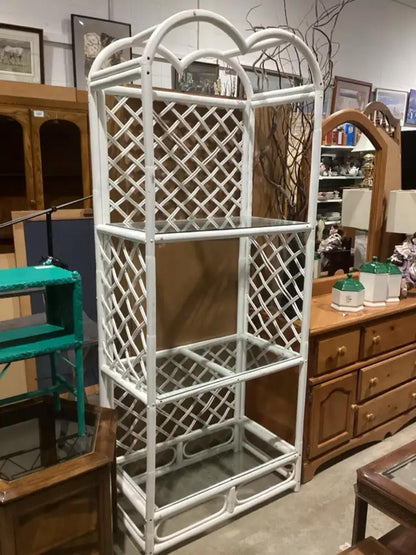 Vintage McGuire-Styled Arched Rattan with 3 Shelves