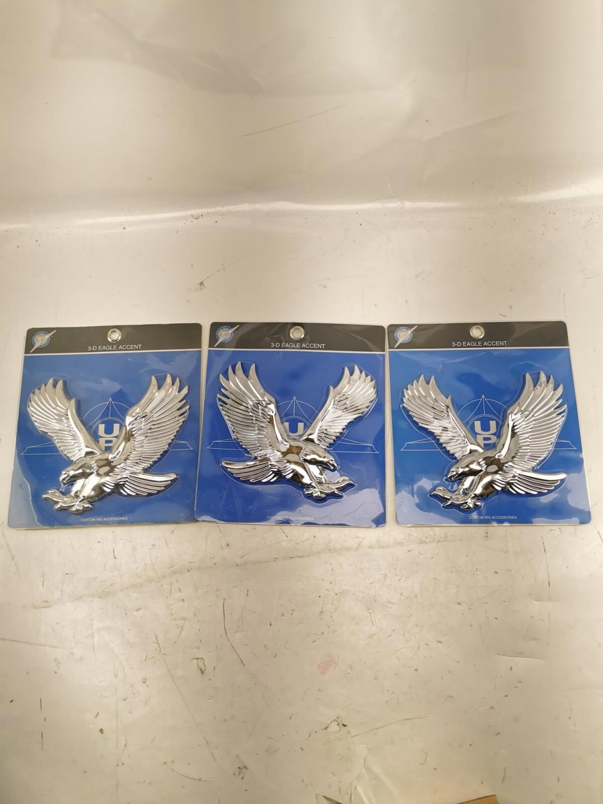 Lot of 3 Chrome Plastic 3-D EAGLE  ACCENT NEW in the Pkg