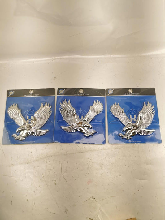 Lot of 3 Chrome Plastic 3-D EAGLE  ACCENT NEW in the Pkg