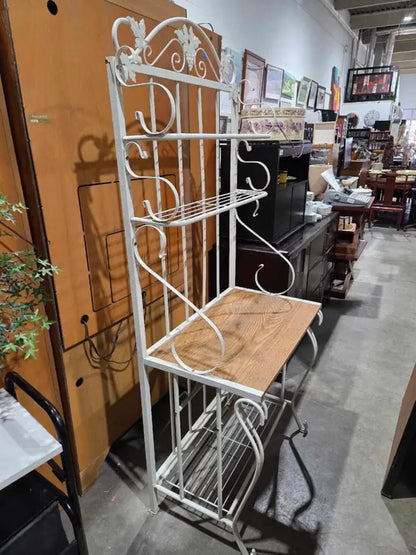 White Metal Bakers Rack