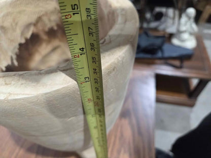 Carved Wooden Planter Bowl