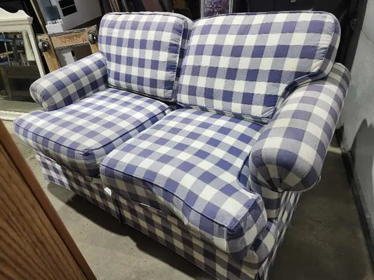 Blue Plaid Loveseat