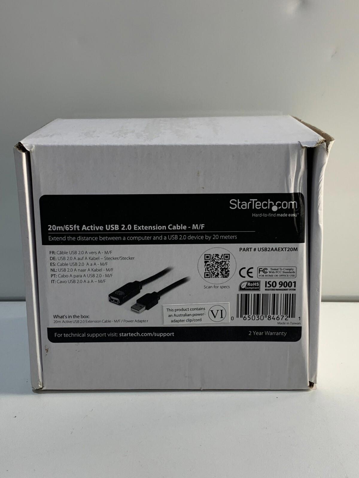 StarTech.com 20m USB 2.0 Active Extension Cable (USB2AAEXT20M)