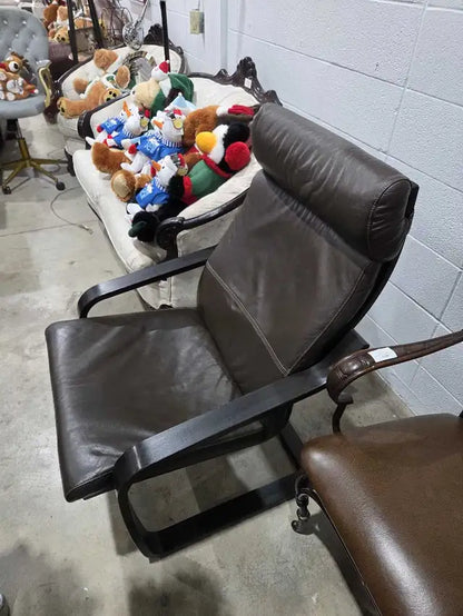 Ikea Poang Leather Lounge Chair