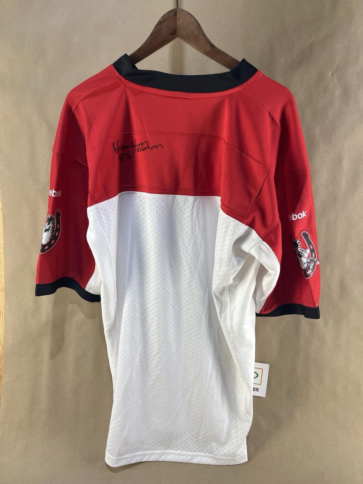Reebok CFL Calgary Stampeders Jersey Signed by #76 (Size L)