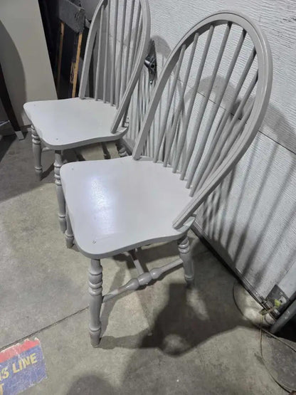 Wooden Windsor Dining Chairs (2) - Grey