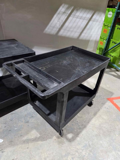 ULINE black 2-shelf utility carts on wheels