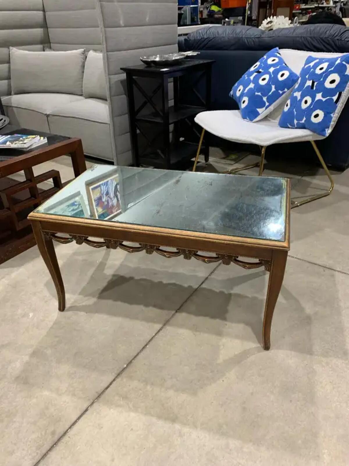 Distressed Vintage Mirrored Coffee Table