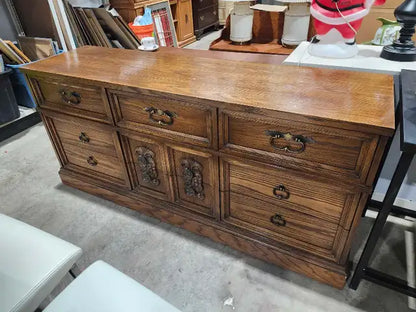 Vintage Wooden 9-Drawer Dresser