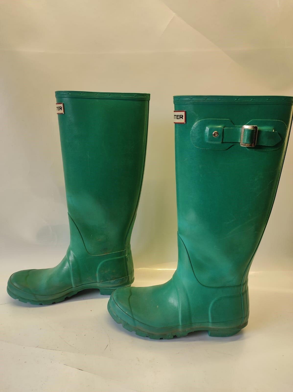 Hunter Original Tall Wellies Swamp Green Rubber Women's Rain Boots Size -6