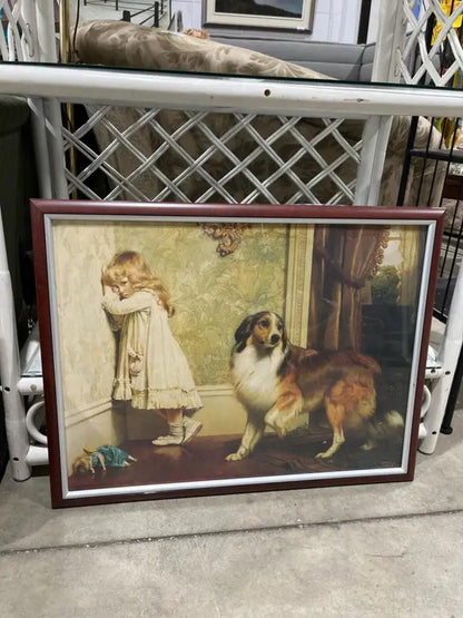 vintage framed Charles Burton Barber 1893 art print