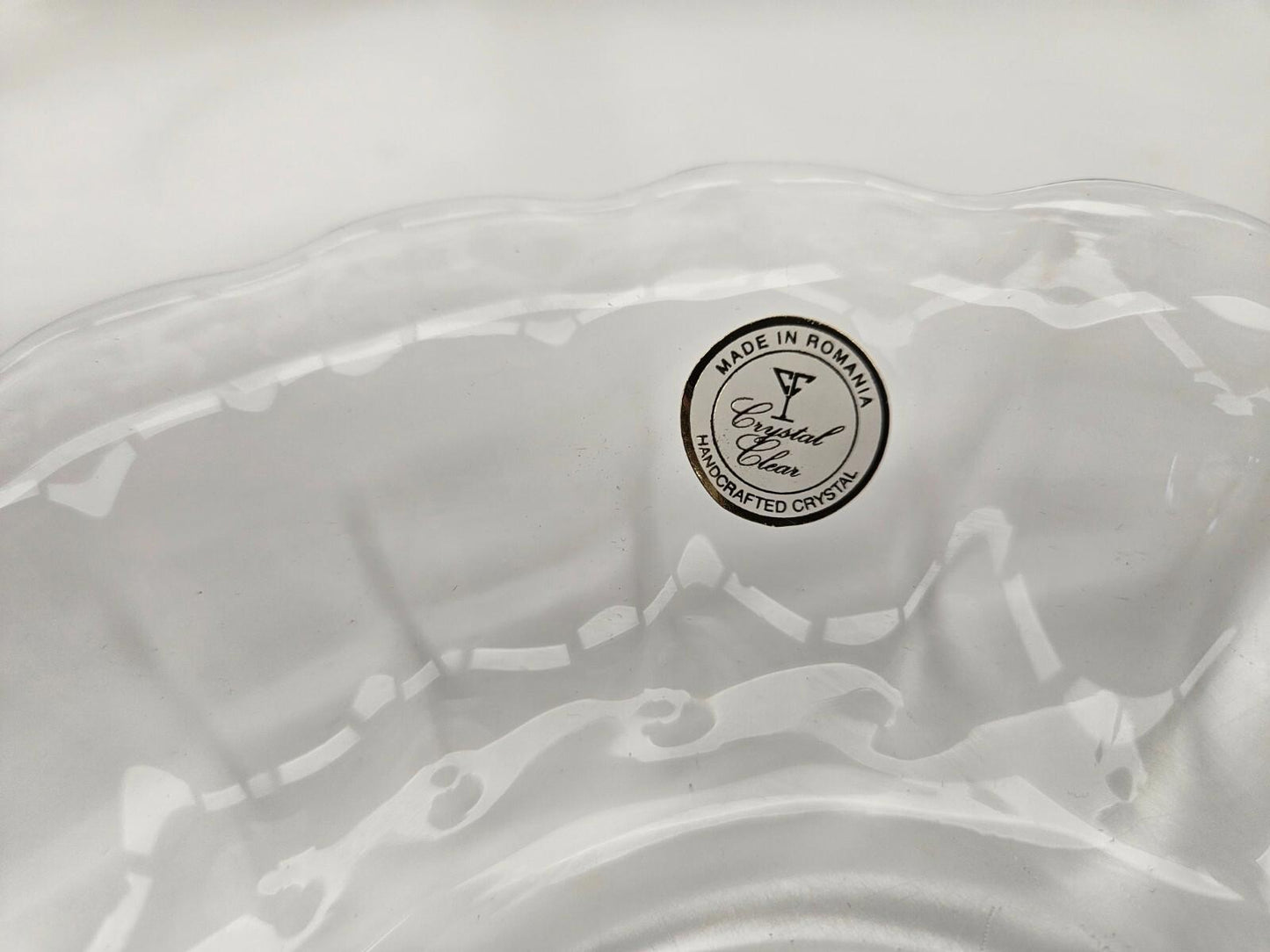 Handcrafted Crystal Glass Athens Sauce Boat w/ Ladle and Plate