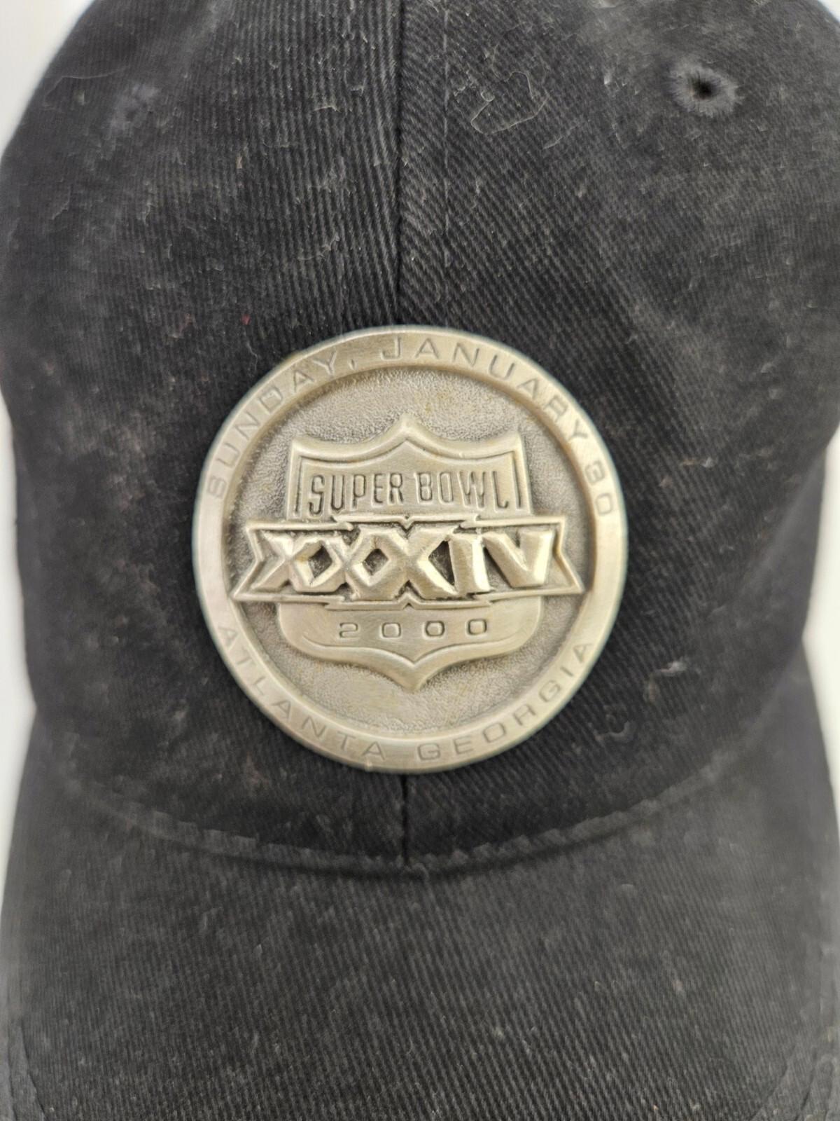 Super Bowl XXXIV 2000 Metal Badge Hat Black Budweiser Strapback Baseball Cap