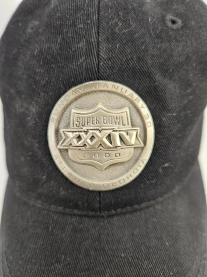 Super Bowl XXXIV 2000 Metal Badge Hat Black Budweiser Strapback Baseball Cap