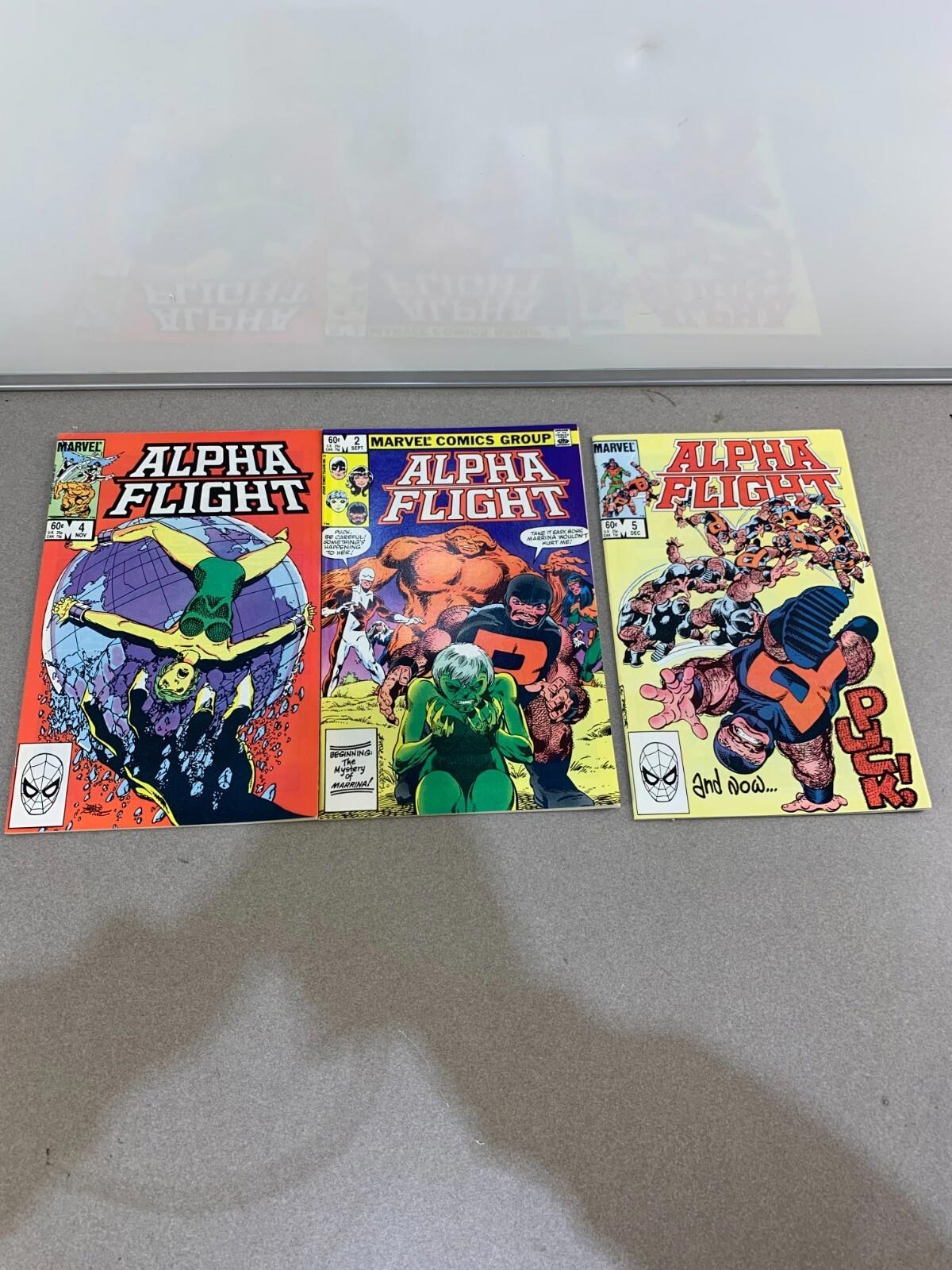 Lot of 3 Marvel Comics - Alpha Flight #2, 4 & 5 (1983) - John Byrne Bronze Age