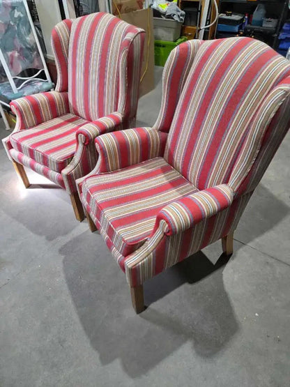 Kamor Furniture Striped Wingback Chairs - 2 Available