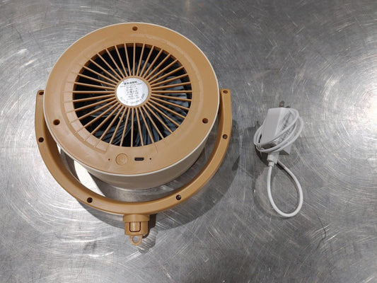 Excellent Condition USB Desktop Fan Model Q8 Brown/White w/ PSU Tested Working