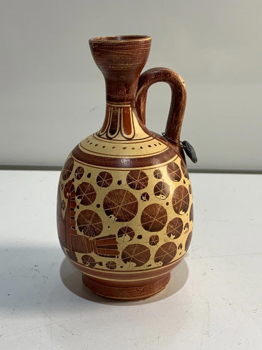 Vintage Corinthian Greek Handmade Vase Ceramic Pottery Decor