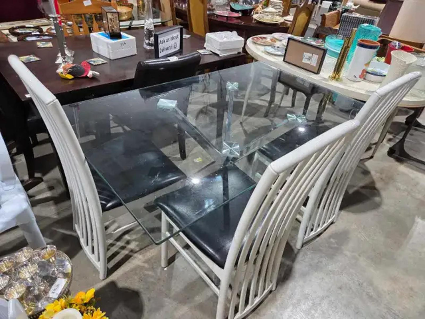 Glass Dining Table with Chrome Frame