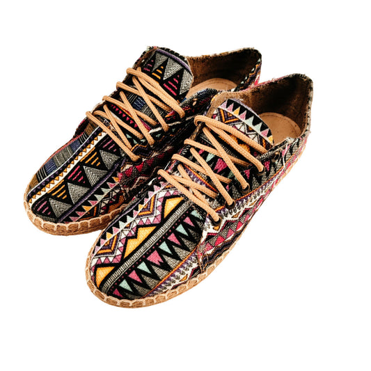 Riviera Corazon Lace-Up Espadrilles Multicolor Patterned Women's Size 9