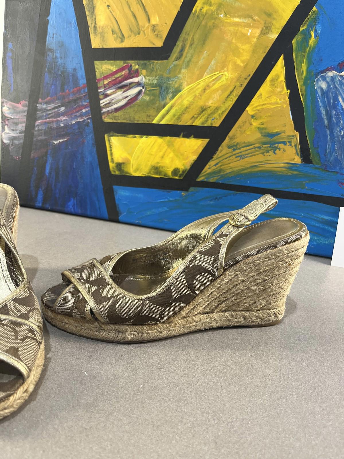 Women’s Coach Espadrille Wedge Sandals (Beige, Size 9 US)