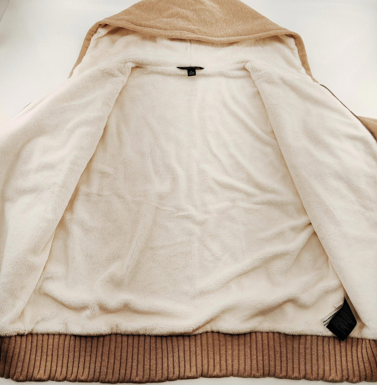 Sweat à capuche beige Tommy Hilfiger doublé en polaire, taille XL pour femme