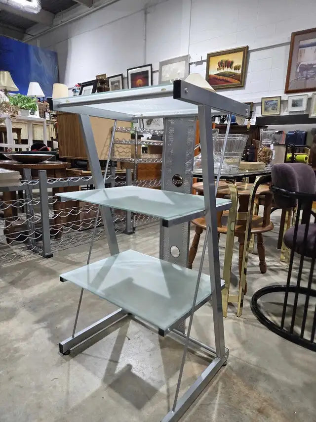 Frosted Glass/Metal 3-Tier Shelf