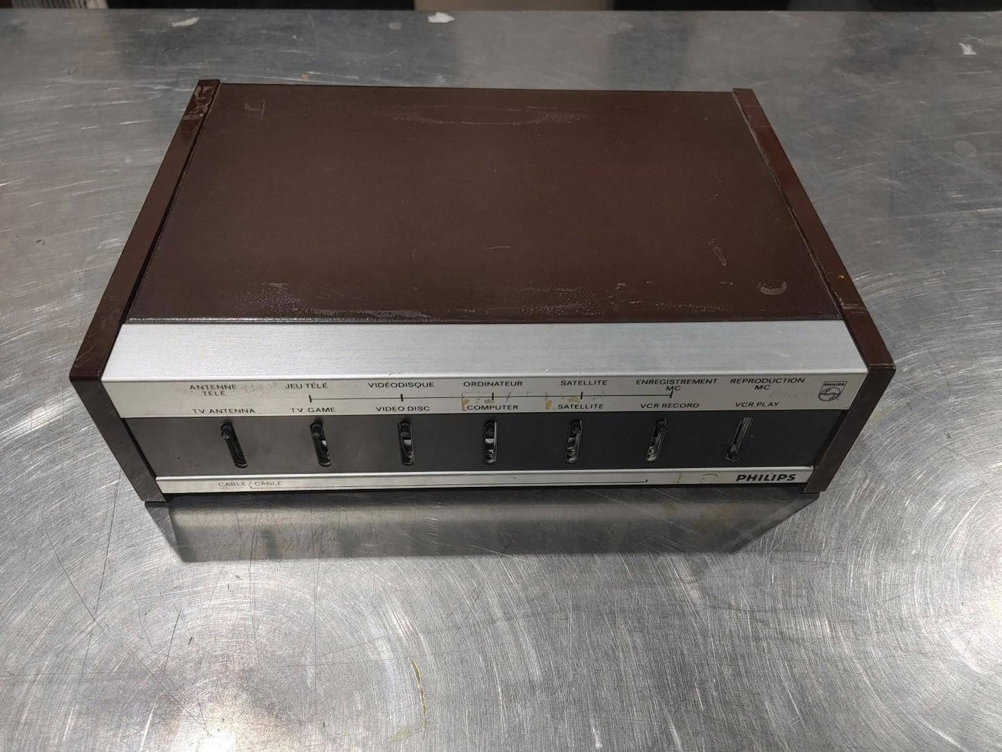 VINTAGE Good Condition Philips TV Set Top Box Brown/Silver Untested