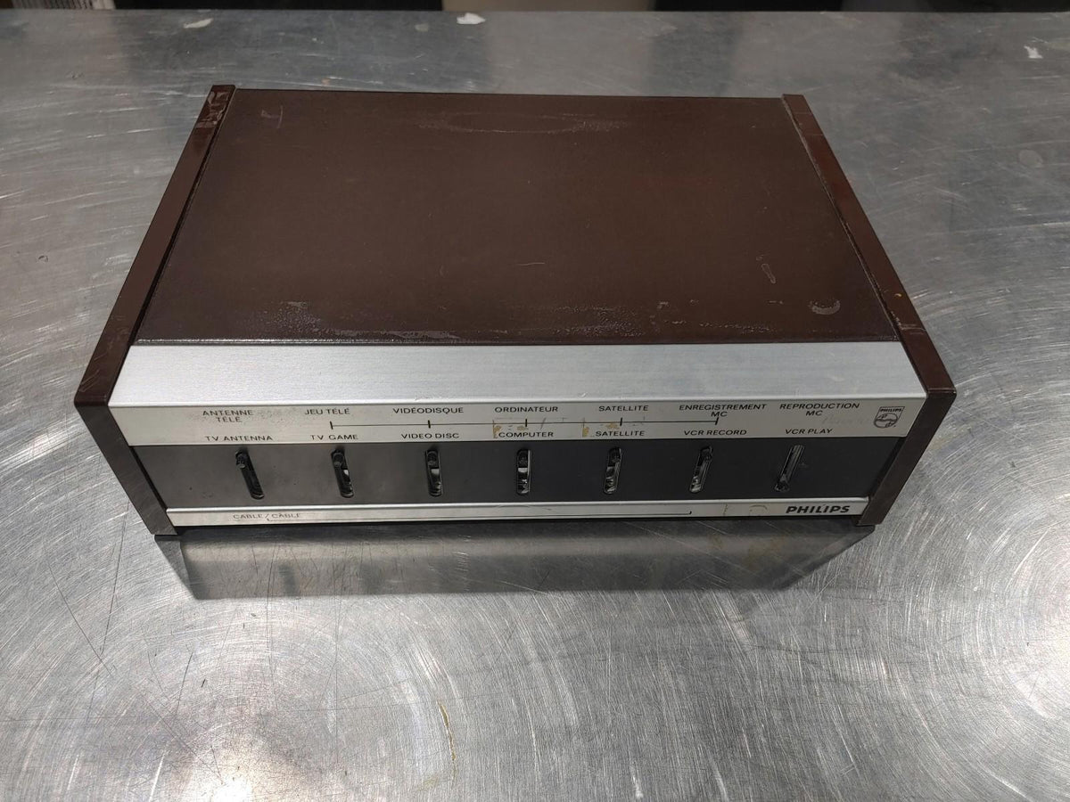 VINTAGE Décodeur TV Philips en bon état, marron/argent, non testé