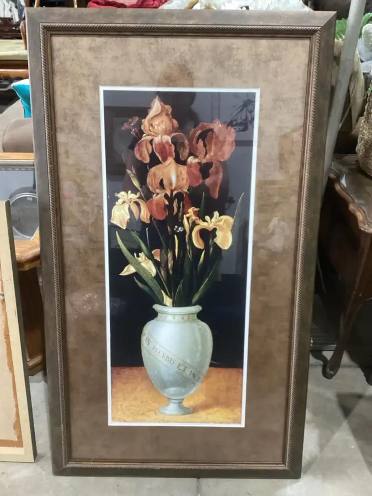 “Vase of Irises” Recreation - Framed Wall Art