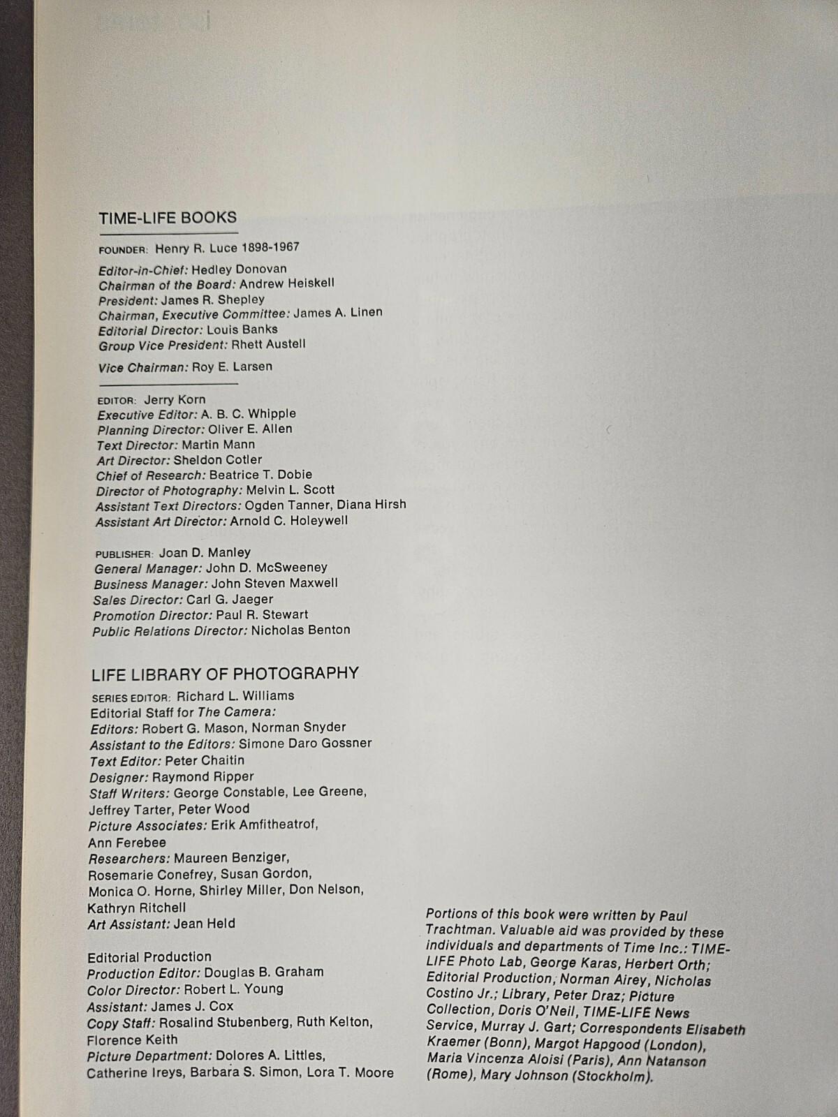 PHOTOGRAPHY YEAR 1973 EDITION & The Camera By Editors Of Time Life Books