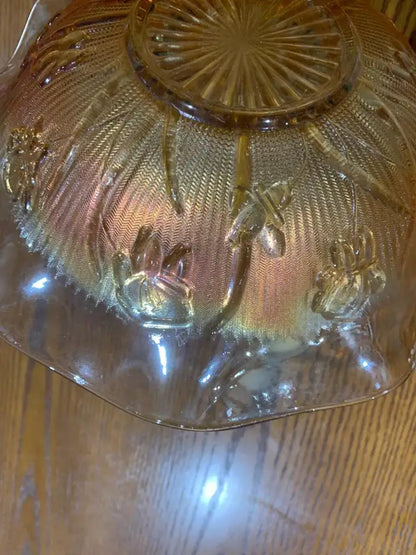 Orange Floral Glass Bowl