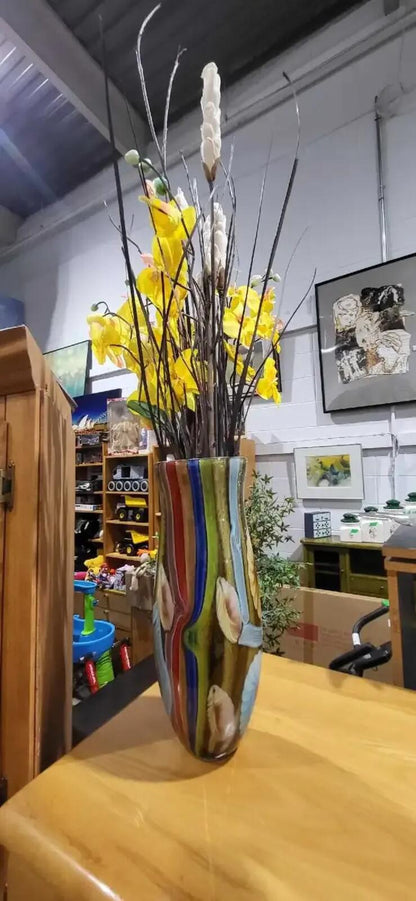 Multicoloured Murano Striped Art Glass Vase