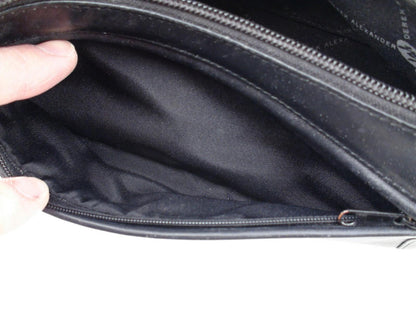 Derek Alexander Black Leather Purse With Chain Strap 12" x 4"