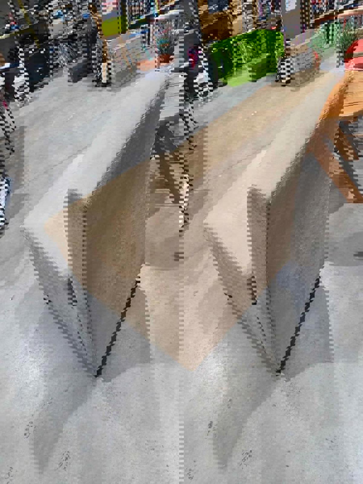 Tan Armless Accent Chair with Storage