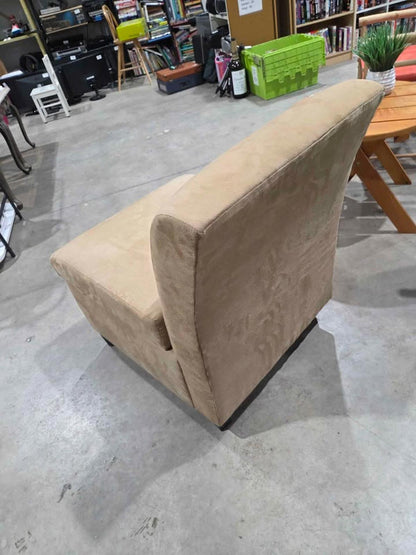 Tan Armless Accent Chair with Storage