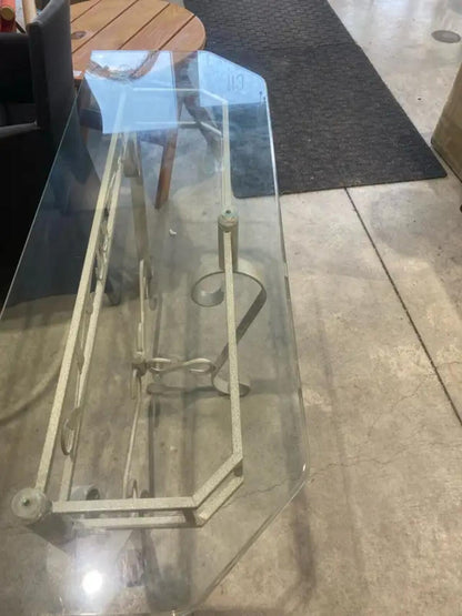 Glass Metal Frame Console Table