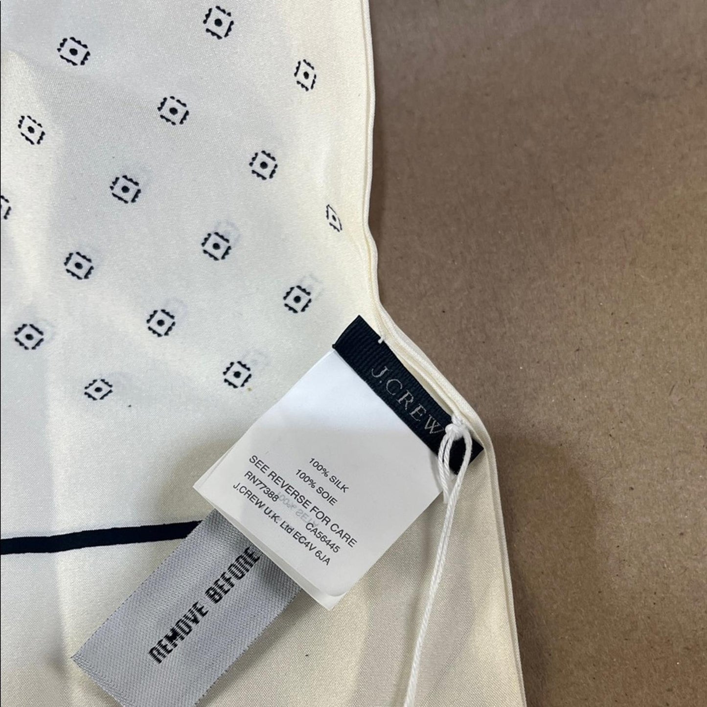 NWT J.Crew Elegant Cream Silk Scarf